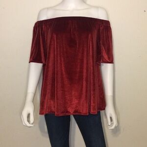 NWT Chelsea & Theodore Cold Shoulder Velour Top